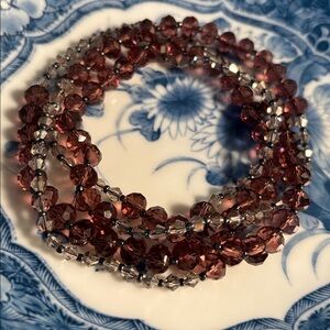 Unbranded Long Wrap Beaded Necklace Purplish Brown Clear Gems Women’s Jewelry